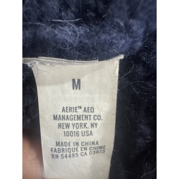 Navy Blue Pullover Sweater Cozy Knit Relaxed Fit - Picture 5 of 5